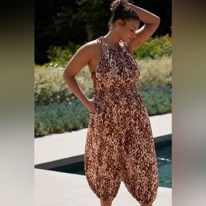 Anthropologie Smocked Jumpsuit size L